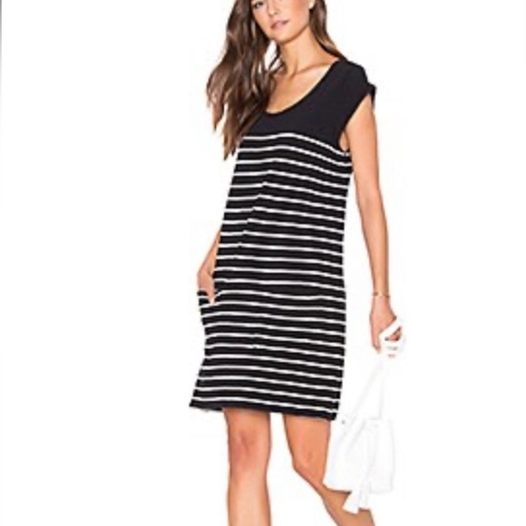 Soft Joie Karlem Dress Navy White Stripe Small Cotton Pockets Breathable Scoop - Picture 1 of 7